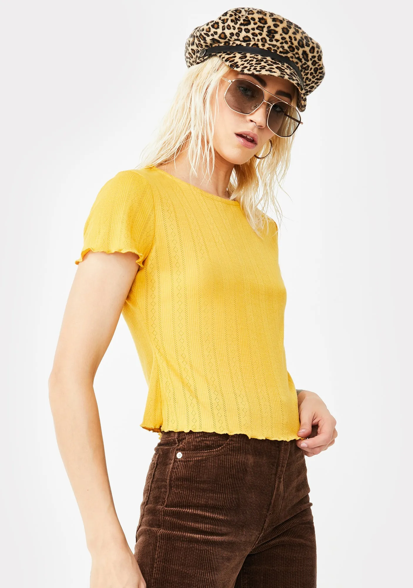 Yellow Lettuce Edge Crop Tee sold by Dolls Kill product image thumbnail 2