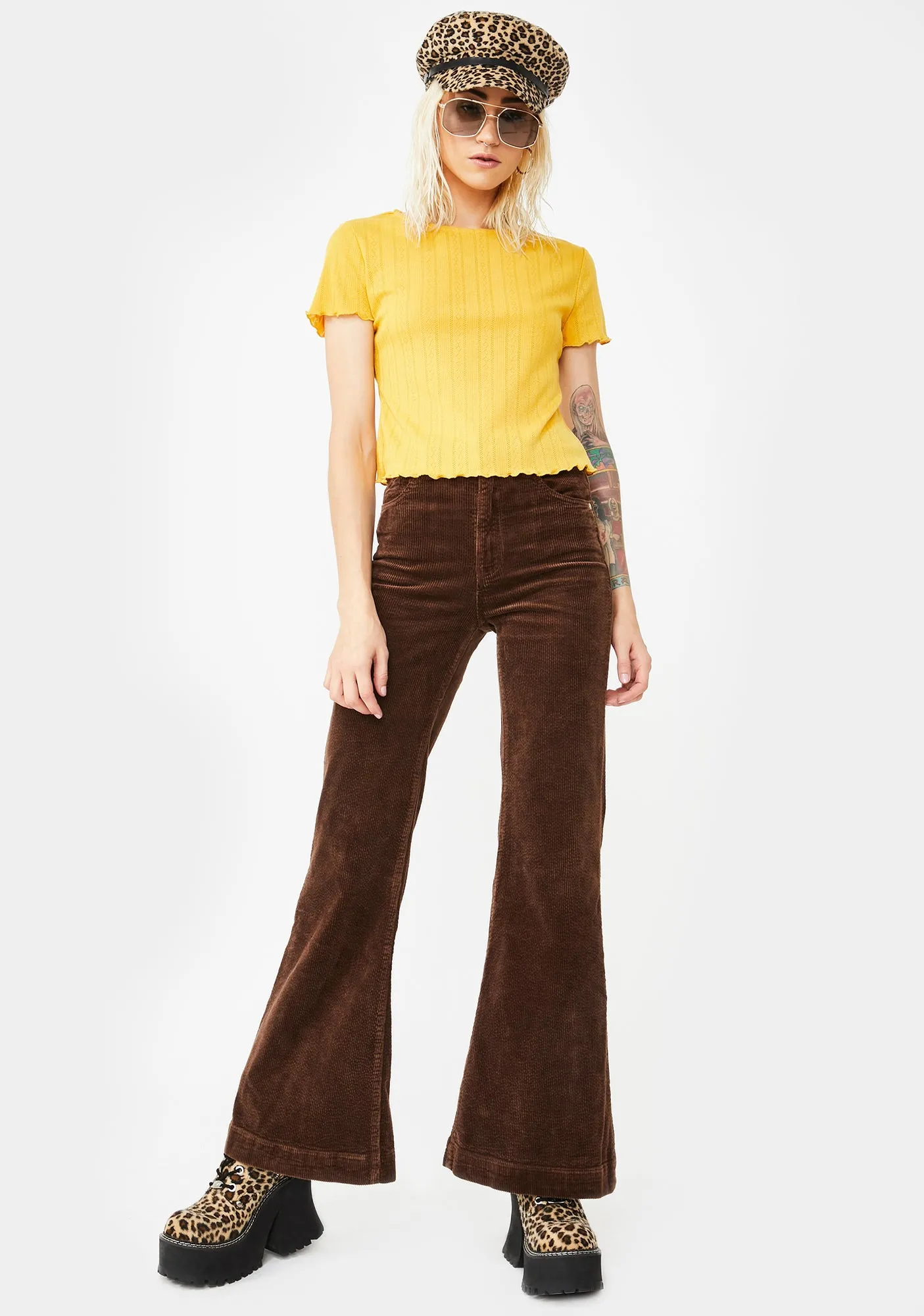 Yellow Lettuce Edge Crop Tee sold by Dolls Kill product image thumbnail 3