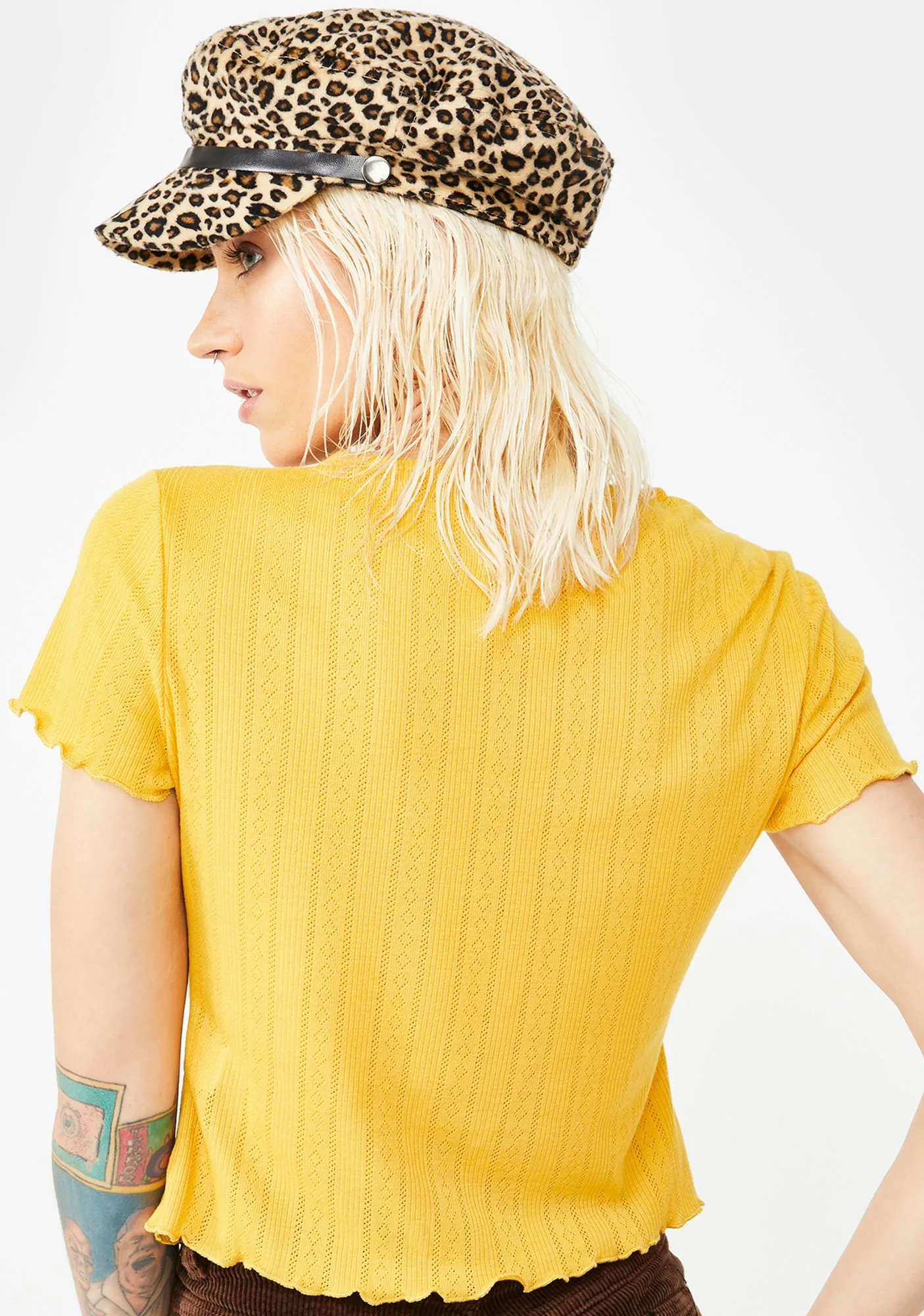 Yellow Lettuce Edge Crop Tee sold by Dolls Kill product image thumbnail 4