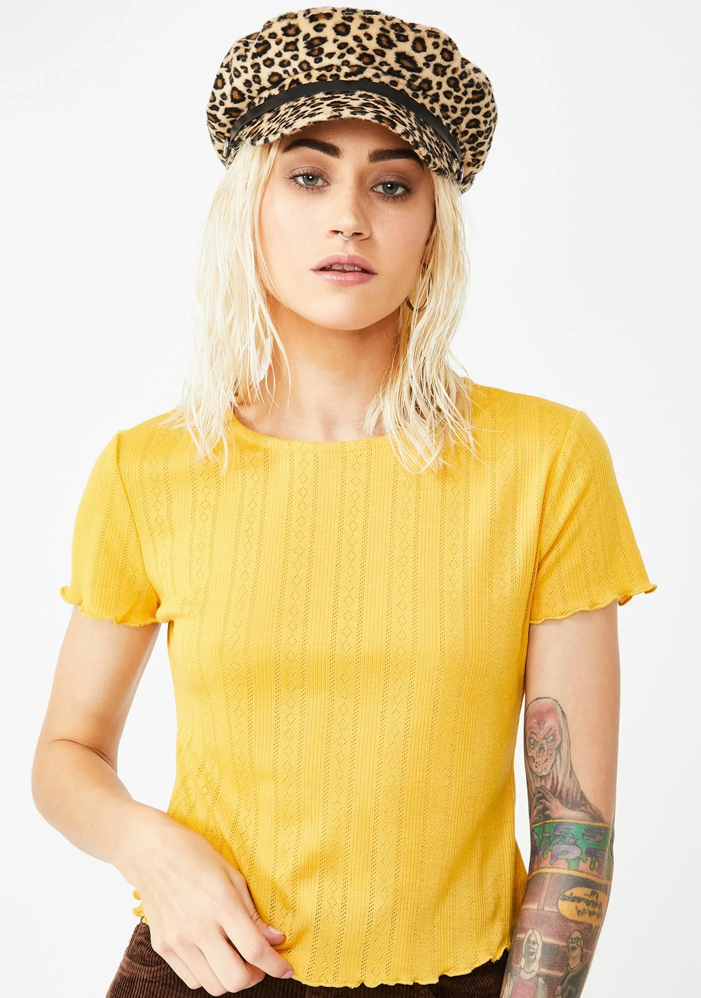 Yellow Lettuce Edge Crop Tee sold by Dolls Kill