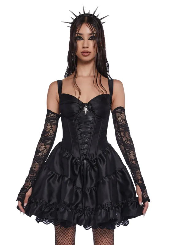 Love You More Mini Dress And Gloves Set made by Dolls Kill