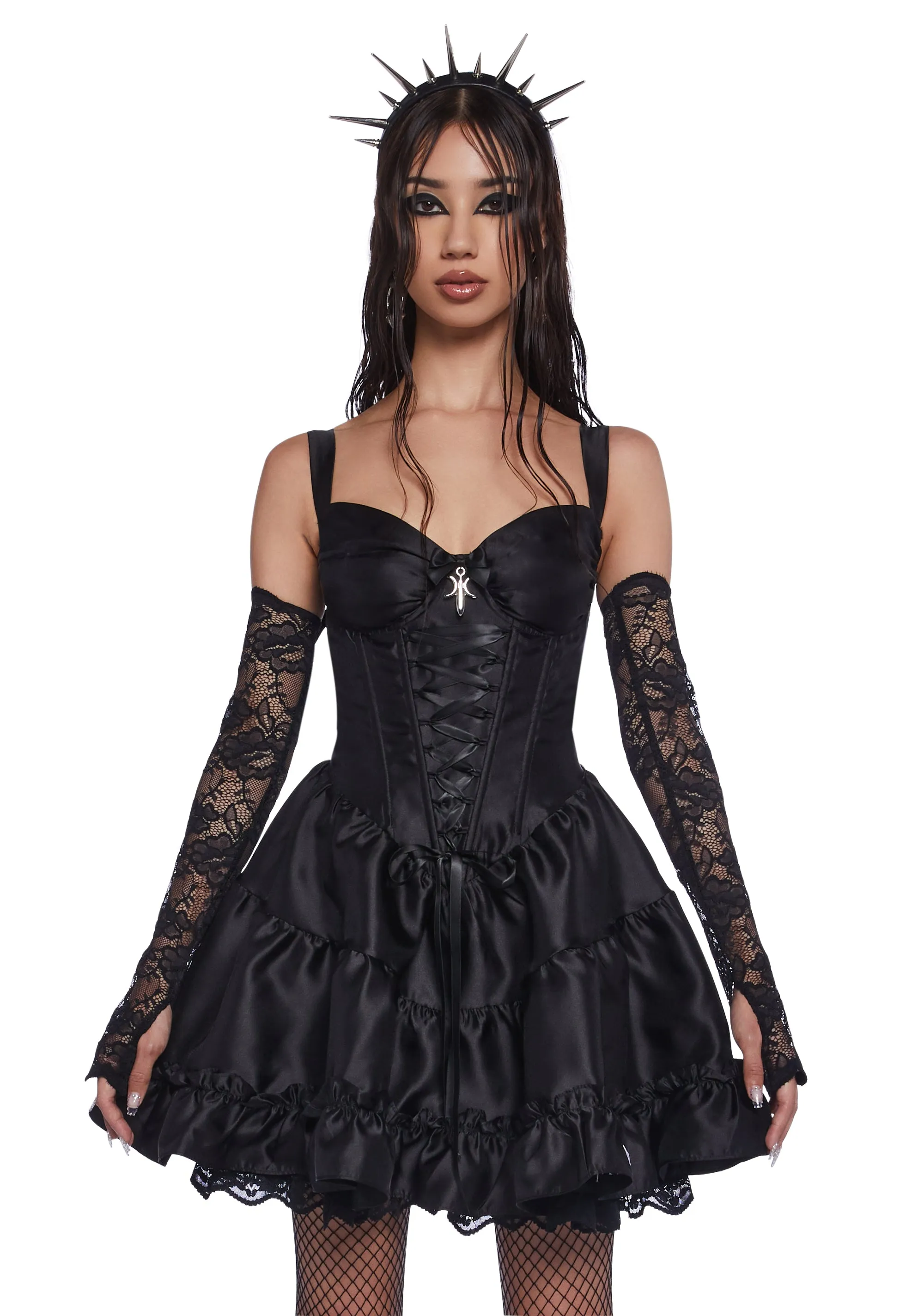 Love You More Mini Dress And Gloves Set sold by Dolls Kill