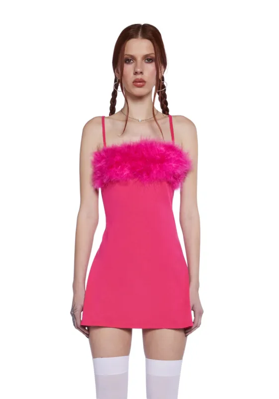 Flirty N' Thriving Marabou Dress - Pink sold by Dolls Kill