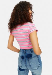 Needed Chill Striped Keyhole Baby Tee sold by Dolls Kill