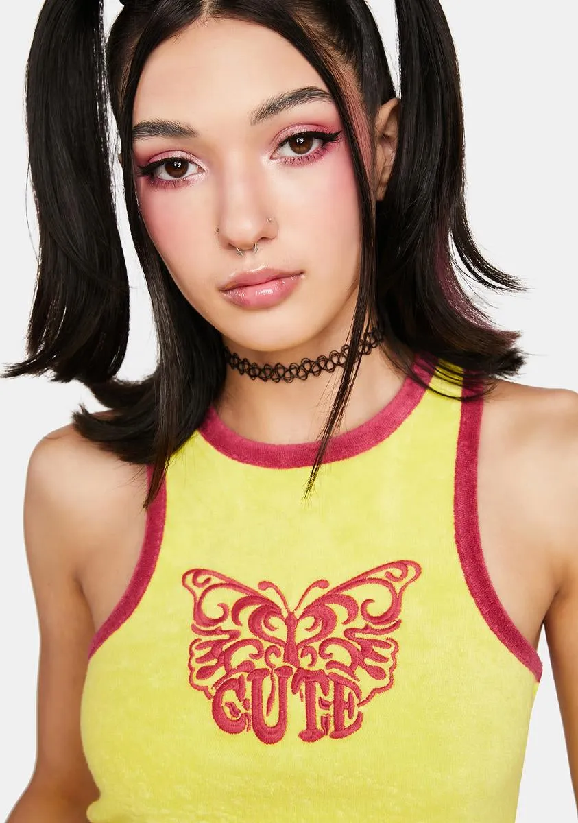 Cute Butterfly Towelling Tank sold by Dolls Kill