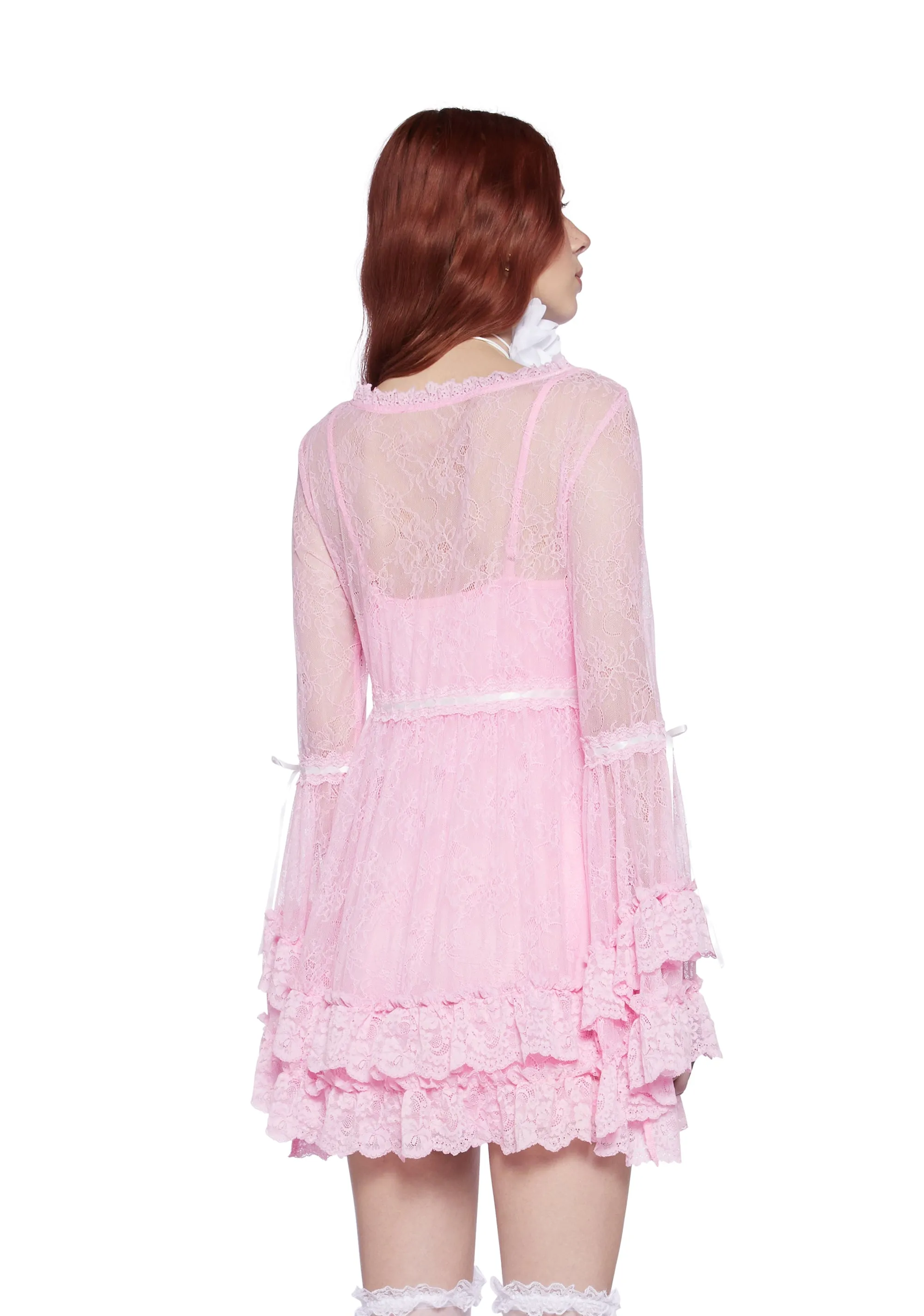 Real Divinity Mini Dress - Lace Pink sold by Dolls Kill product image thumbnail 4