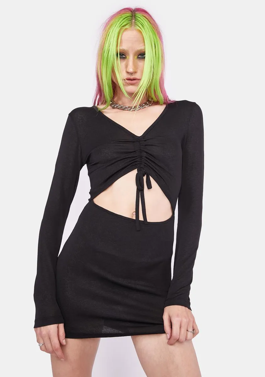 Slinky Ruched Front Dress sold by Dolls Kill