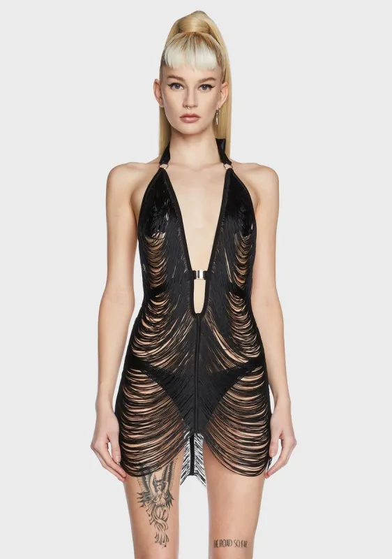 Fringe Benefits Sheer Slip Dress sold by Dolls Kill