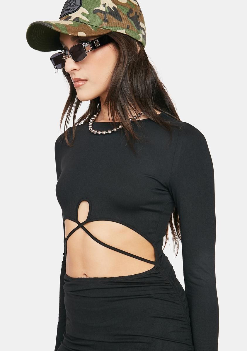 Noir Fulfill My Needs Mini Dress sold by Dolls Kill