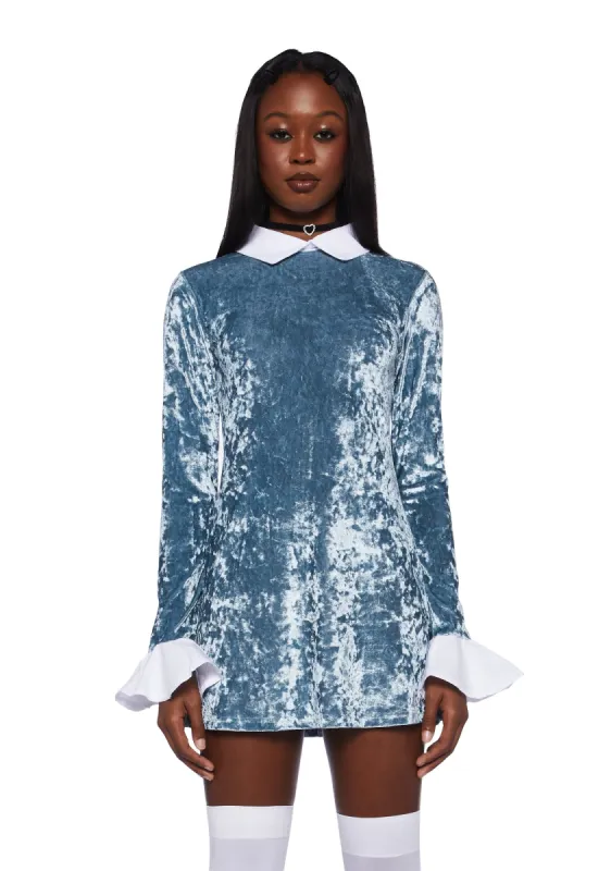 Witch Way Out Velvet Dress - Blue sold by Dolls Kill