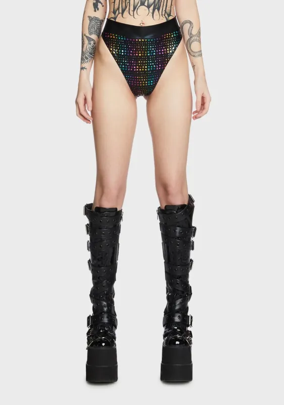 Hologram Rainbow High-Cut Swim Bottoms sold by Dolls Kill