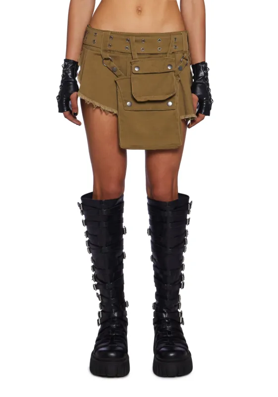 Scorched Earth Utility Mini Skirt - Green sold by Dolls Kill