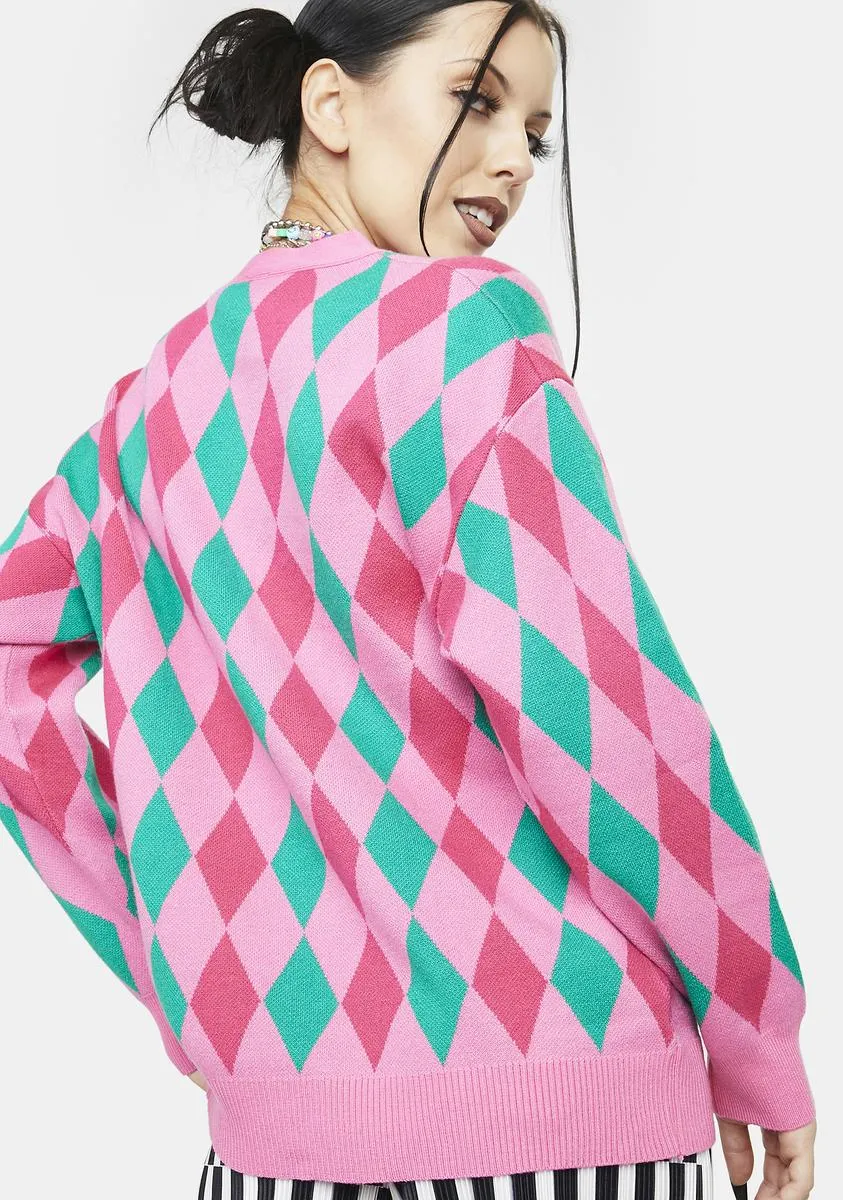 Secret Genius Argyle Print Cardigan sold by Dolls Kill product image thumbnail 4