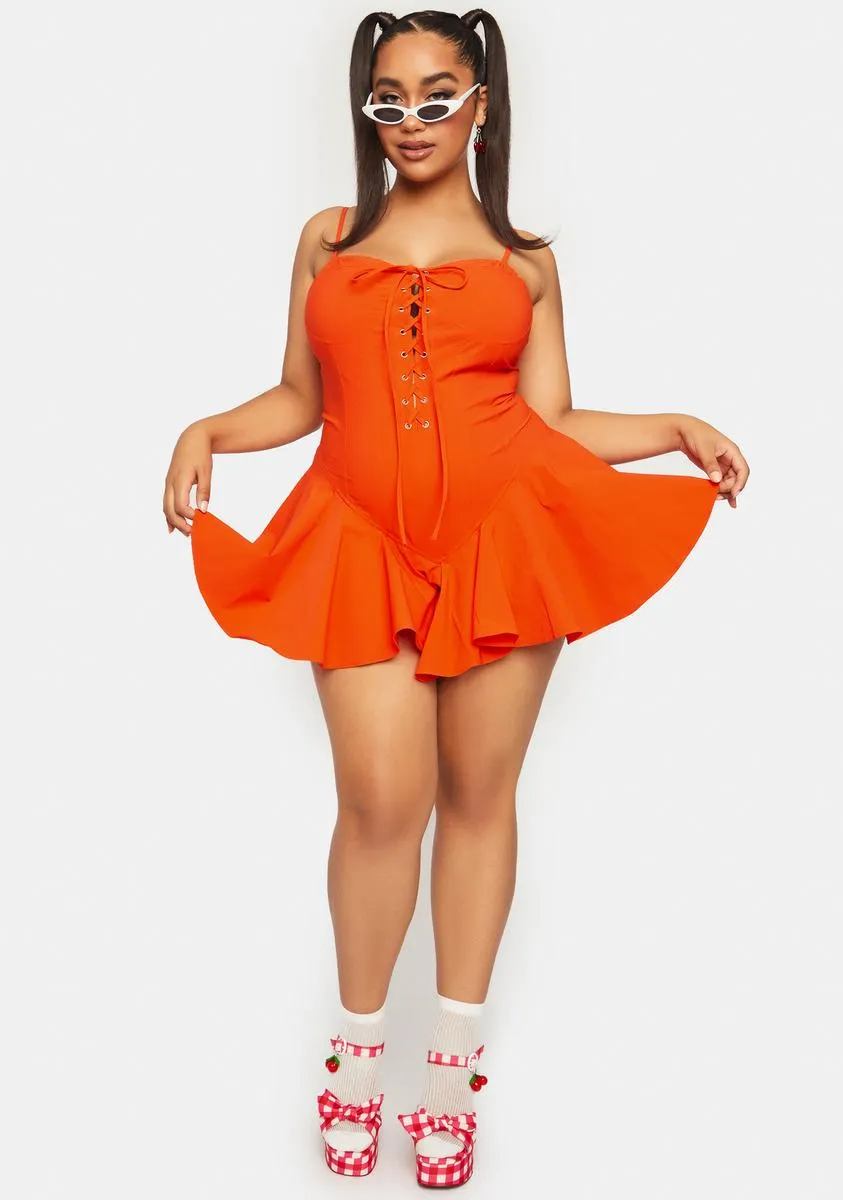 Tangerine My Truthful Thoughts Flared Dress sold by Dolls Kill product image thumbnail 3