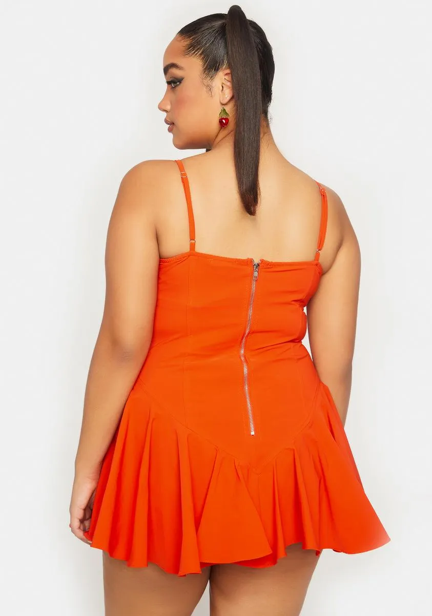 Tangerine My Truthful Thoughts Flared Dress sold by Dolls Kill product image thumbnail 4