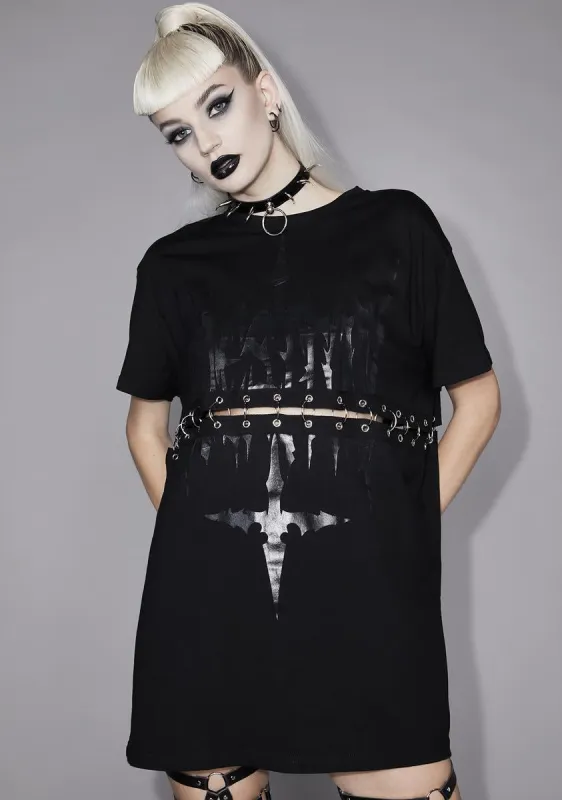 Never Get Nervous Oversized Graphic Tee sold by Dolls Kill