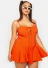 Tangerine My Truthful Thoughts Flared Dress sold by Dolls Kill
