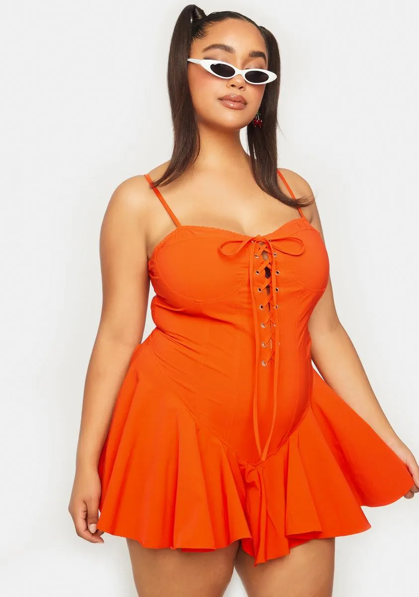 Tangerine My Truthful Thoughts Flared Dress sold by Dolls Kill product image thumbnail 2