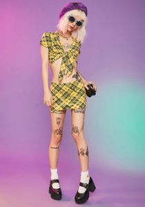 No Trespassing Plaid Skirt Set sold by Dolls Kill