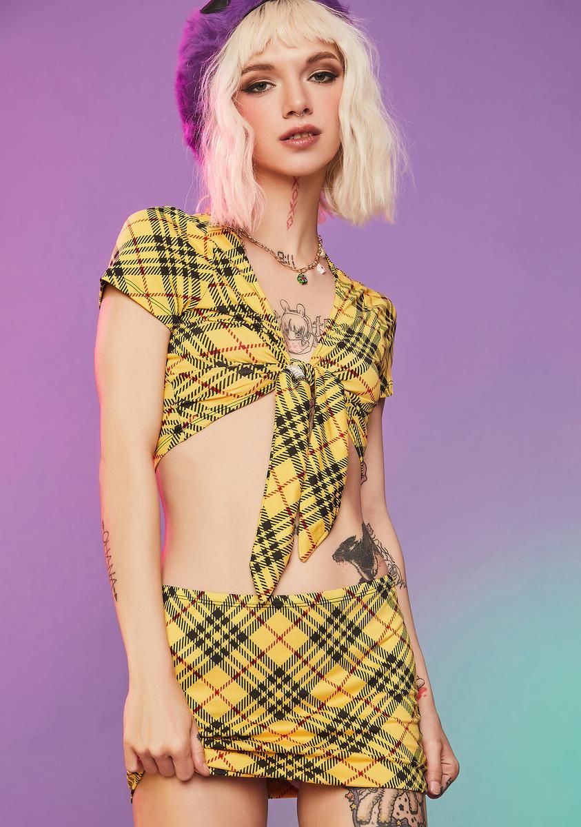 No Trespassing Plaid Skirt Set sold by Dolls Kill