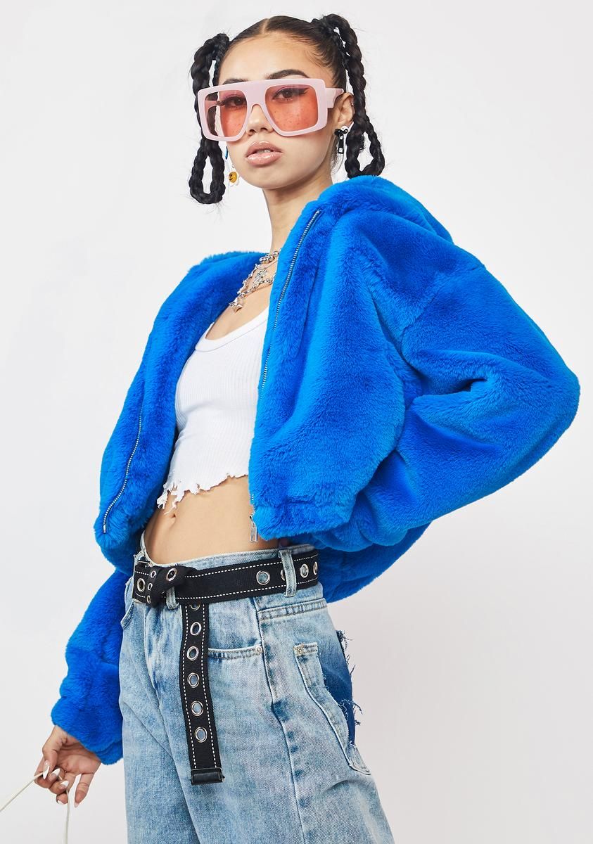 Blue Harrie Faux Fur Jacket sold by Dolls Kill product image thumbnail 2