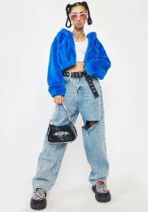 Blue Harrie Faux Fur Jacket sold by Dolls Kill