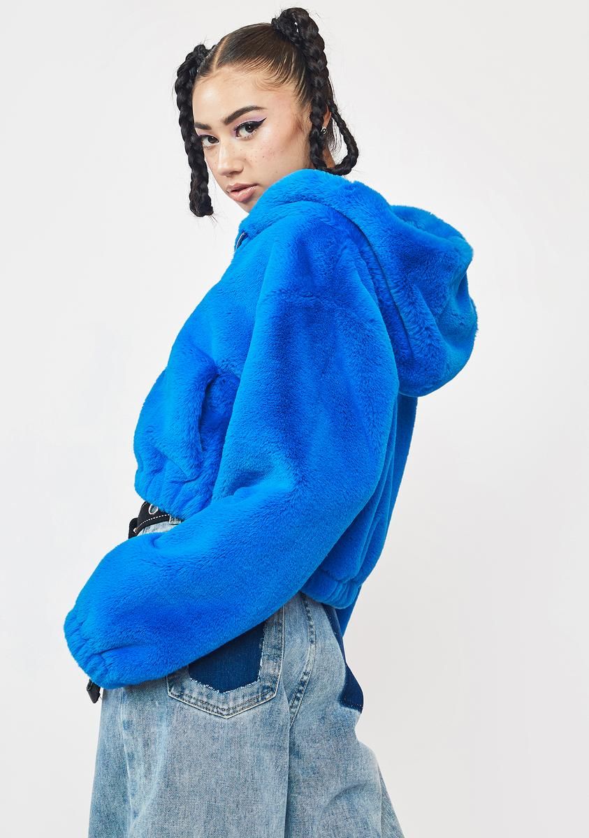 Blue Harrie Faux Fur Jacket sold by Dolls Kill product image thumbnail 4