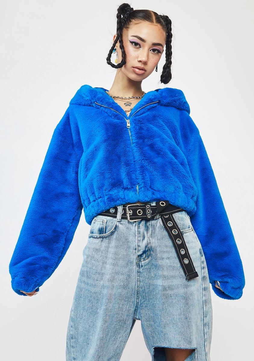 Blue Harrie Faux Fur Jacket sold by Dolls Kill