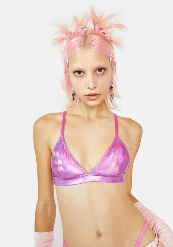 Sweet Cosmic Ace Metallic Bra Top sold by Dolls Kill