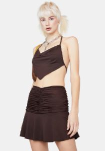 Mocha Quite A Coincidence Skirt Set sold by Dolls Kill