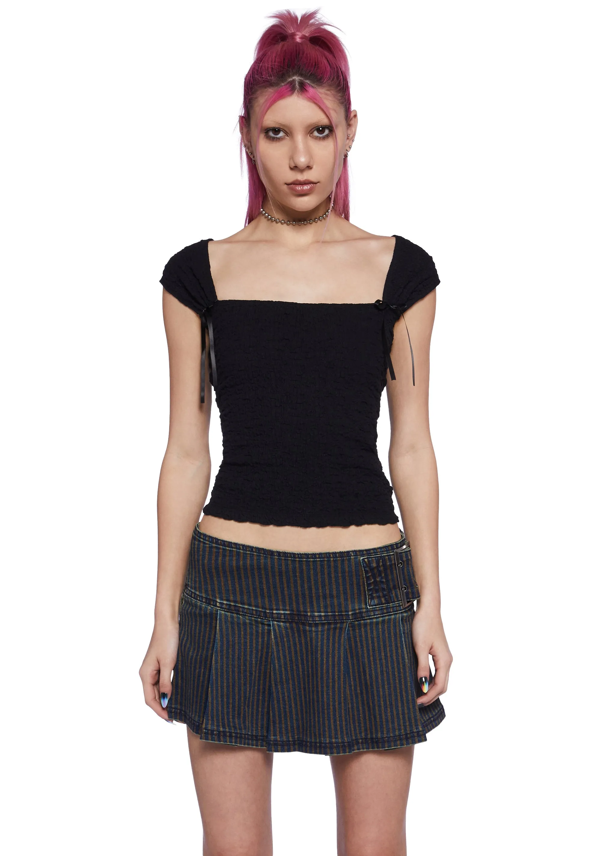 What A Girl Wants Cap Sleeve Top - Black sold by Dolls Kill