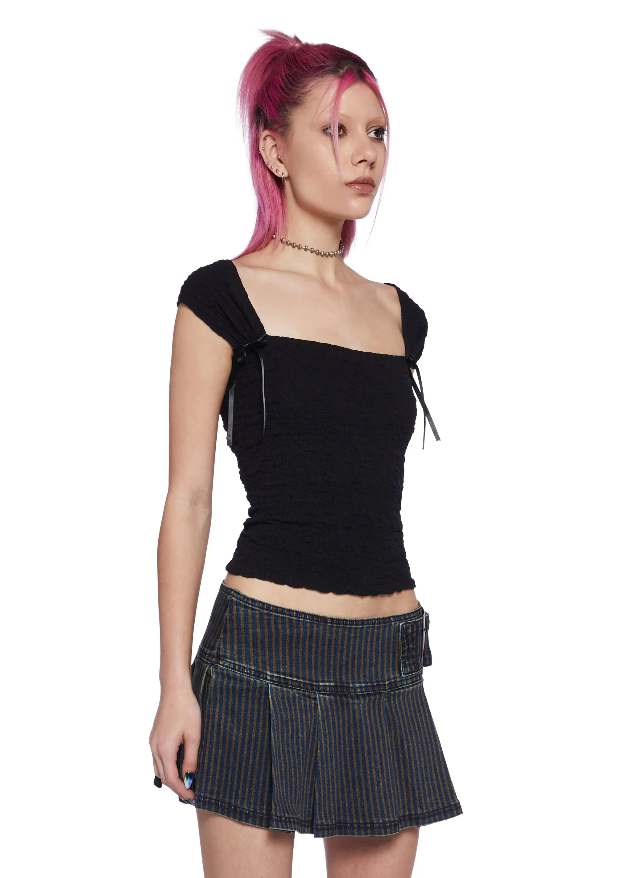 What A Girl Wants Cap Sleeve Top - Black sold by Dolls Kill product image thumbnail 4