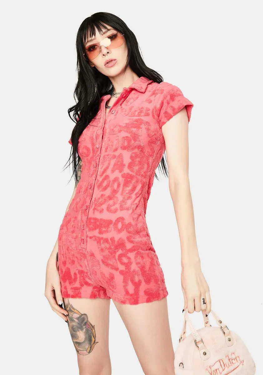 Pink Graffiti Embossed Towelling Playsuit sold by Dolls Kill product image thumbnail 2