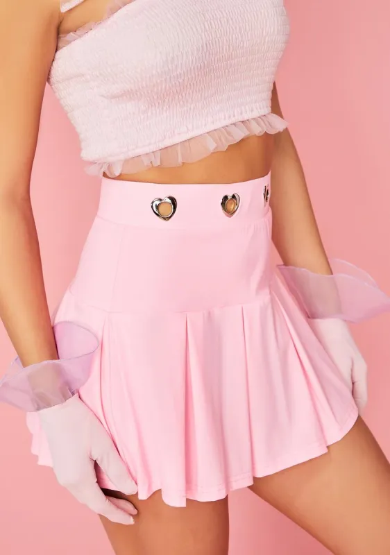 Candy Coated Kiss Pleated Skirt sold by Dolls Kill