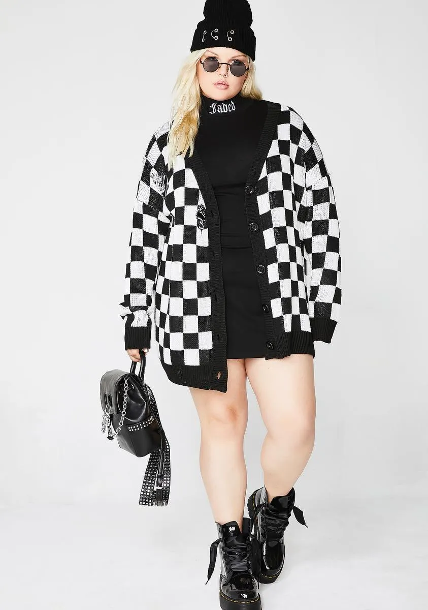 Baddie Square Me Up Checkered Cardigan sold by Dolls Kill product image thumbnail 5