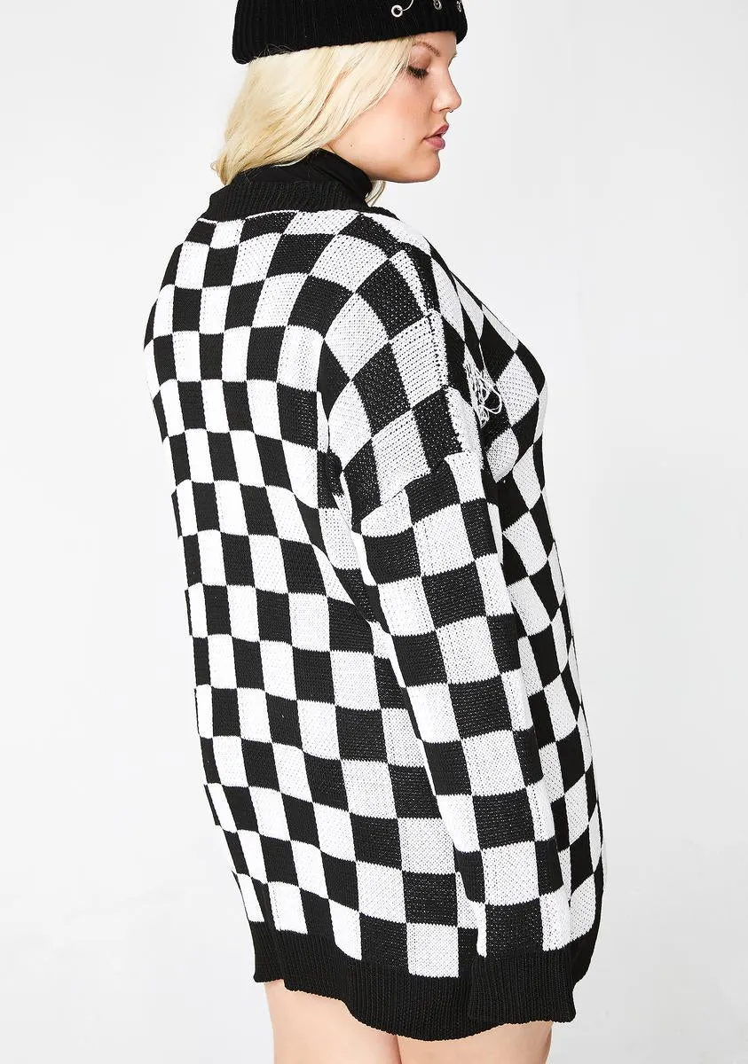 Baddie Square Me Up Checkered Cardigan sold by Dolls Kill product image thumbnail 4
