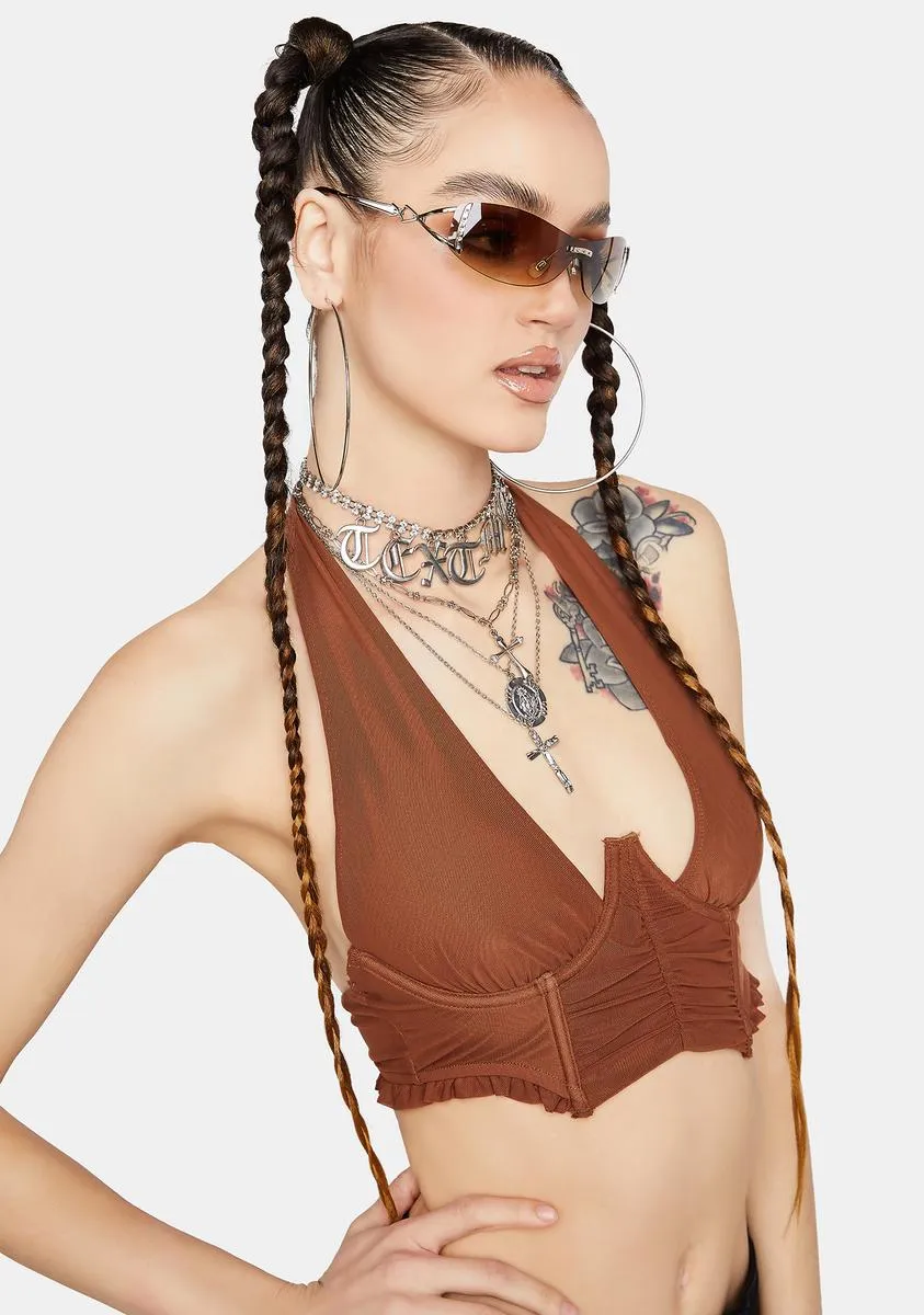Tantalizing Toffee Mesh Crop Top sold by Dolls Kill product image thumbnail 2