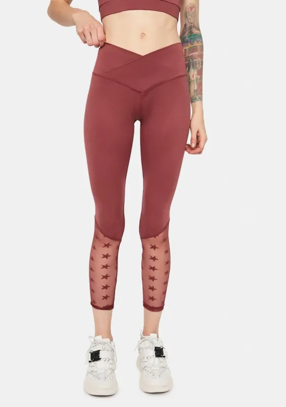 Mauve Star Playa Sporty Leggings sold by Dolls Kill