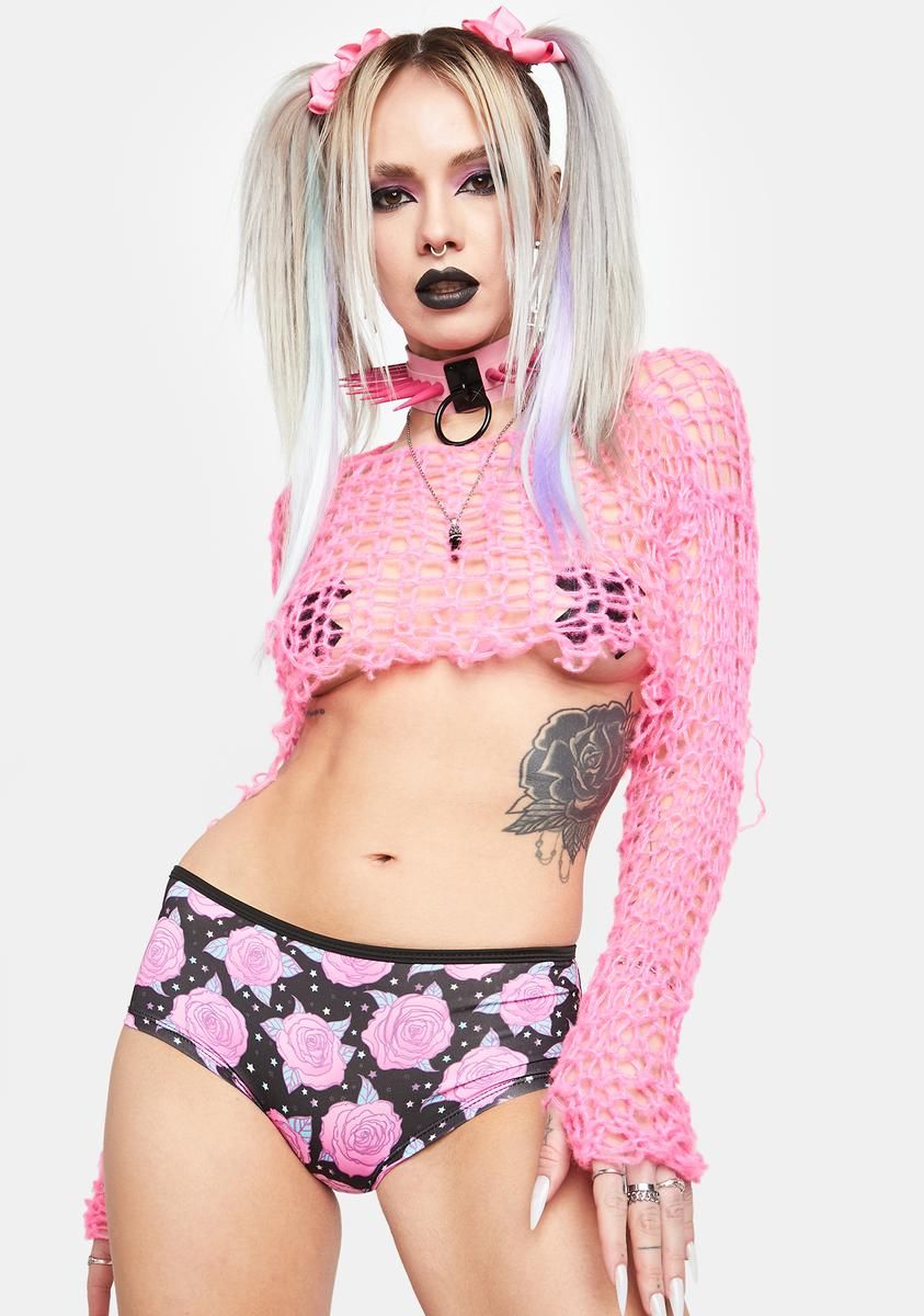 Pink Rose Boyshort Panties sold by Dolls Kill product image thumbnail 2