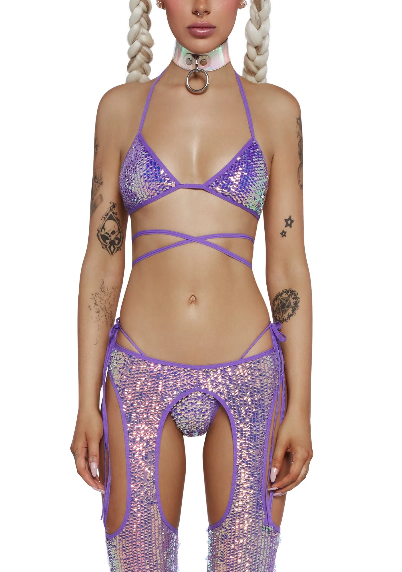 Royal Reef Diva Sequin Wrap Top - Purple sold by Dolls Kill product image thumbnail 5