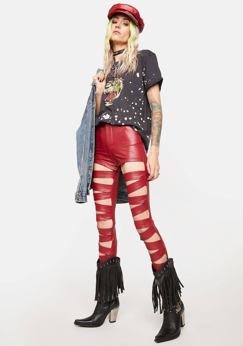 Excellent Taste Vinyl Cutout Pants sold by Dolls Kill product image thumbnail 3