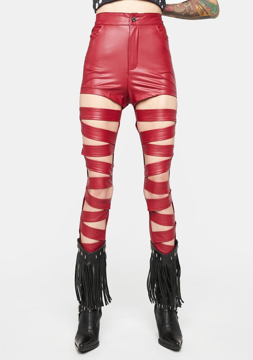 Excellent Taste Vinyl Cutout Pants sold by Dolls Kill