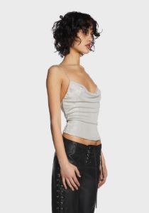 Metallic Cowl Neck Knit Top sold by Dolls Kill