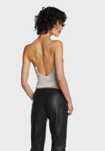 Metallic Cowl Neck Knit Top sold by Dolls Kill