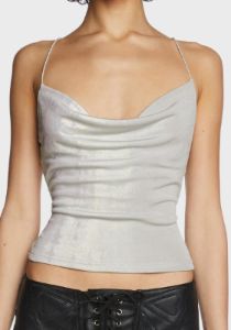 Metallic Cowl Neck Knit Top sold by Dolls Kill