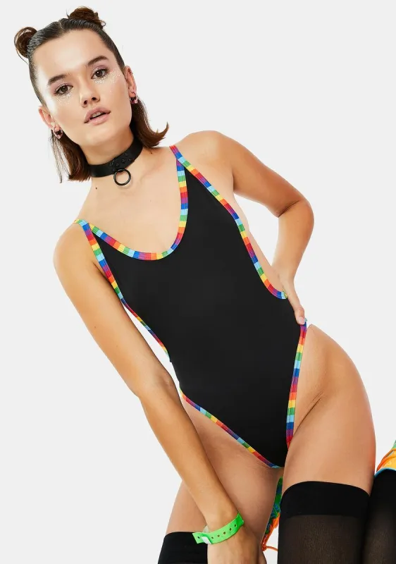 Candy Fantasy High Waist Bodysuit sold by Dolls Kill