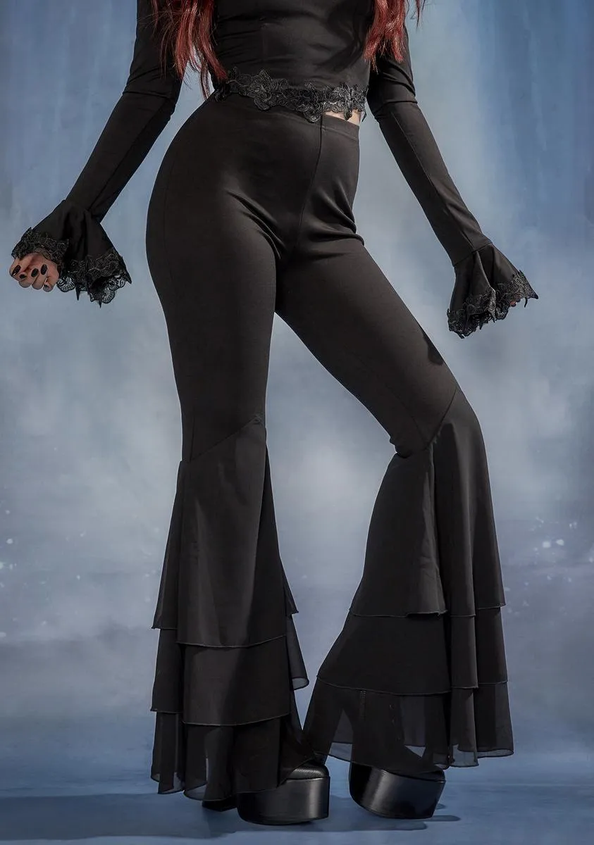 Thy Lady Tiered Ponte Bell Bottoms sold by Dolls Kill