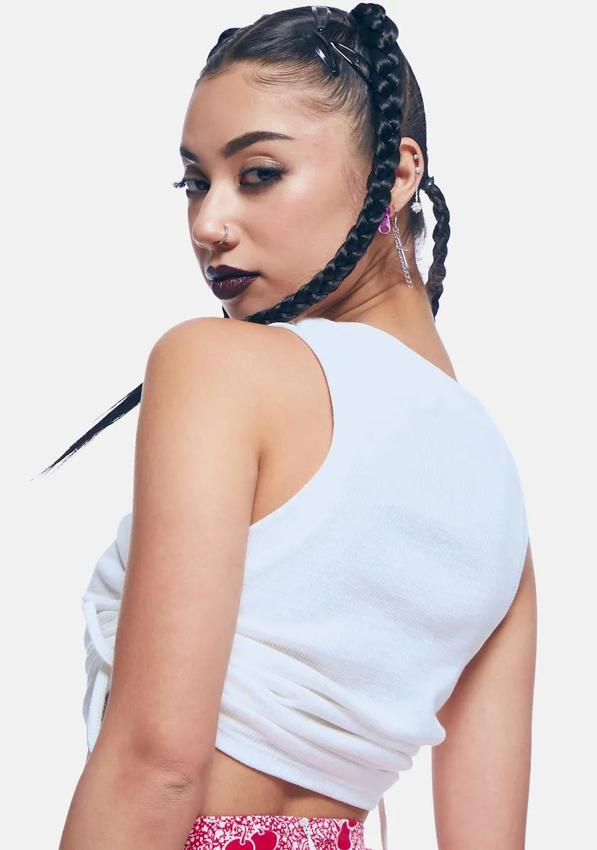White Ruched Side Crop Top sold by Dolls Kill product image thumbnail 4