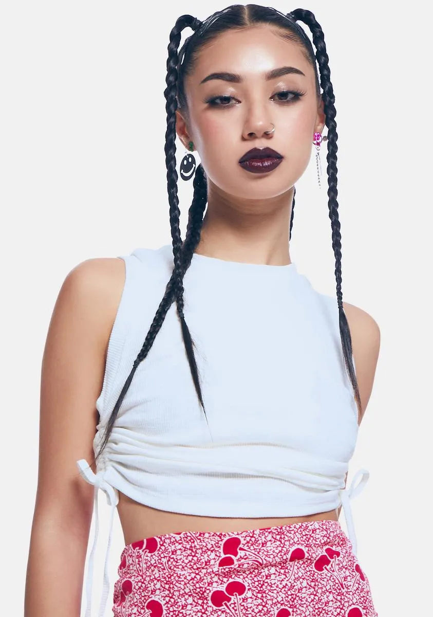 White Ruched Side Crop Top sold by Dolls Kill