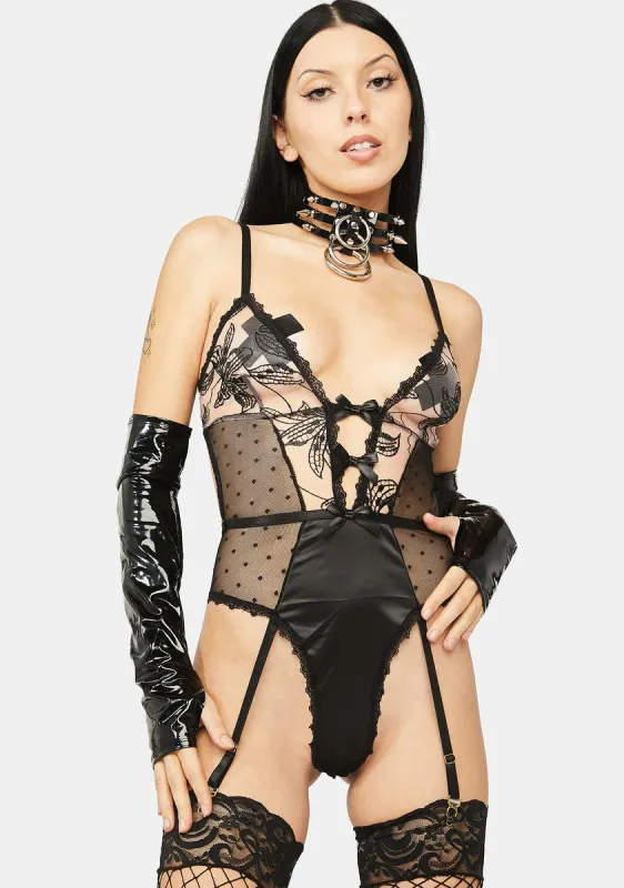 Wishful Embroidered Garter Teddy sold by Dolls Kill
